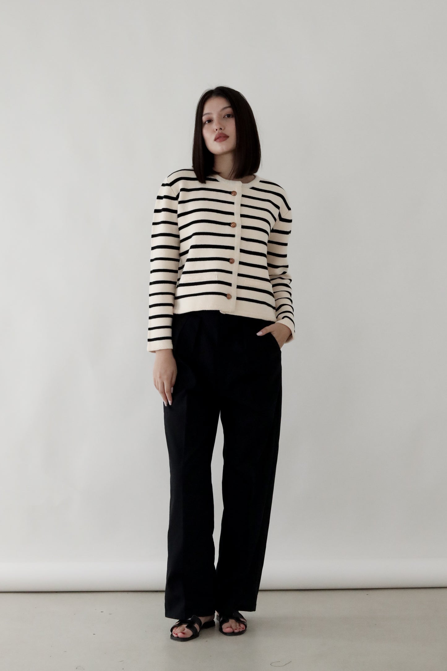 STRIPED KNITTED CARDIGAN