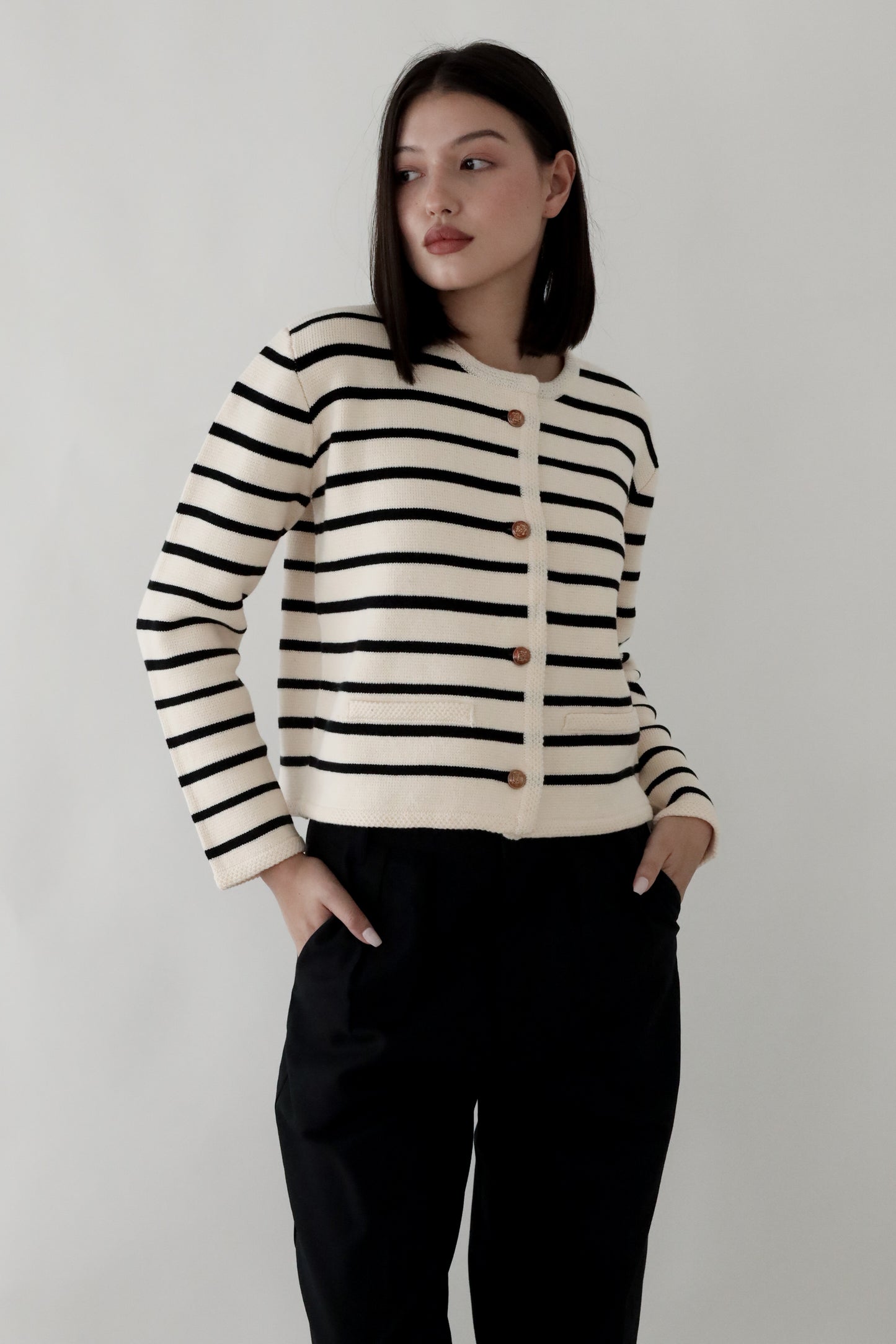 STRIPED KNITTED CARDIGAN