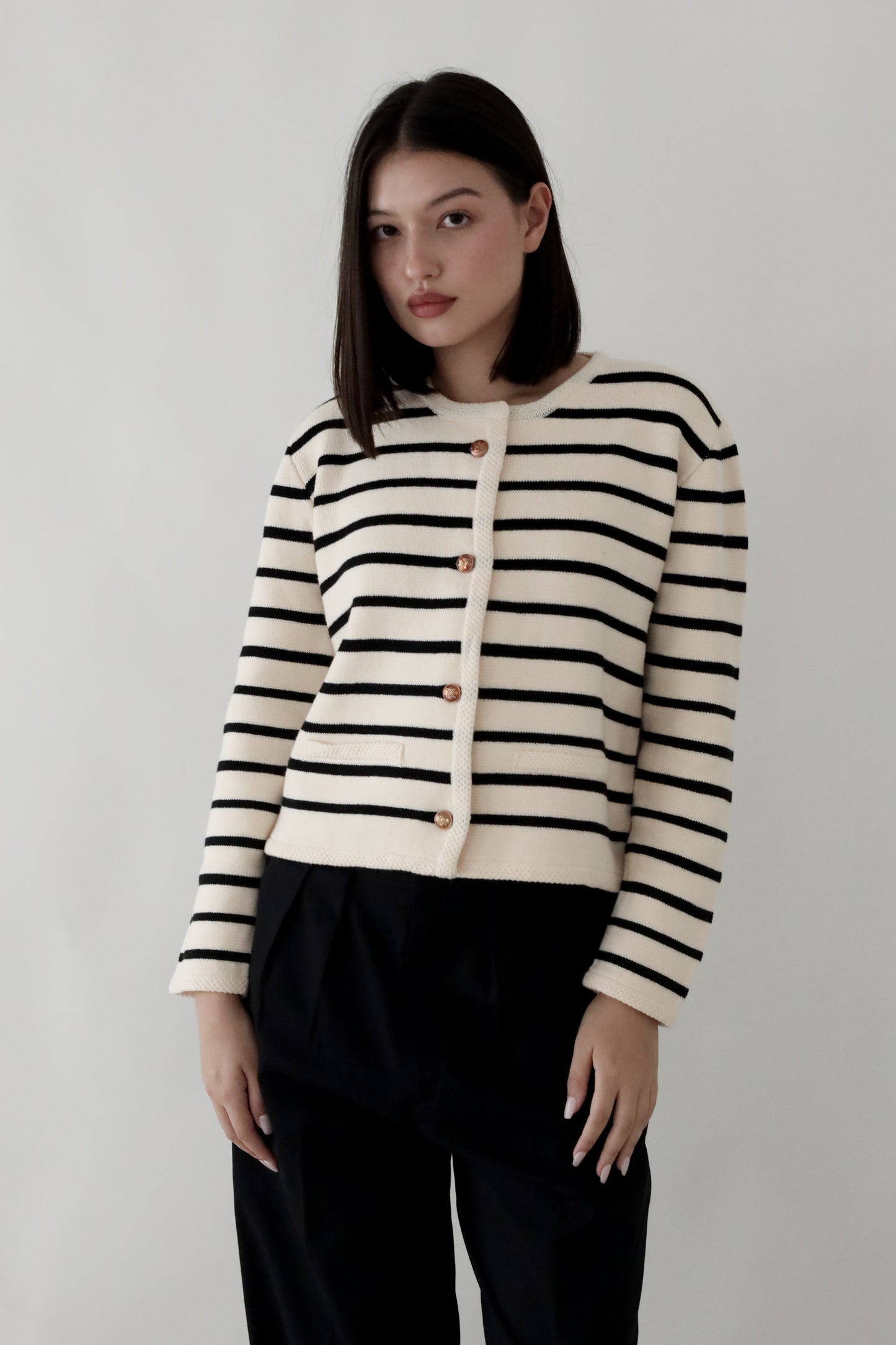 STRIPED KNITTED CARDIGAN