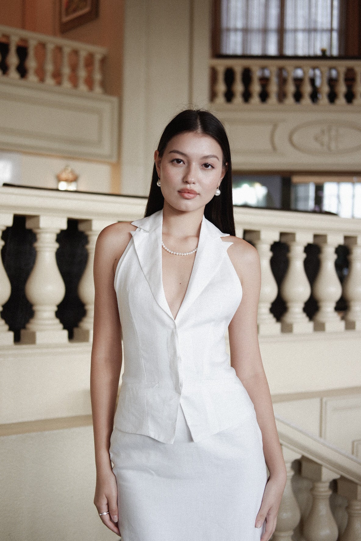 ZOE LINEN TOP (White) Preorder