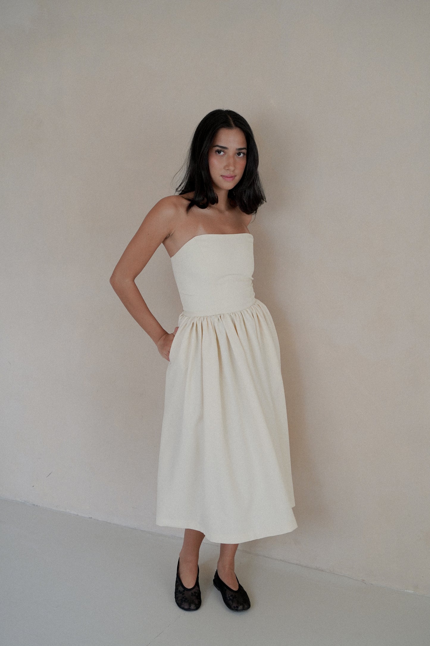 CELINE TUBE DRESS (BUTTERCREAM)
