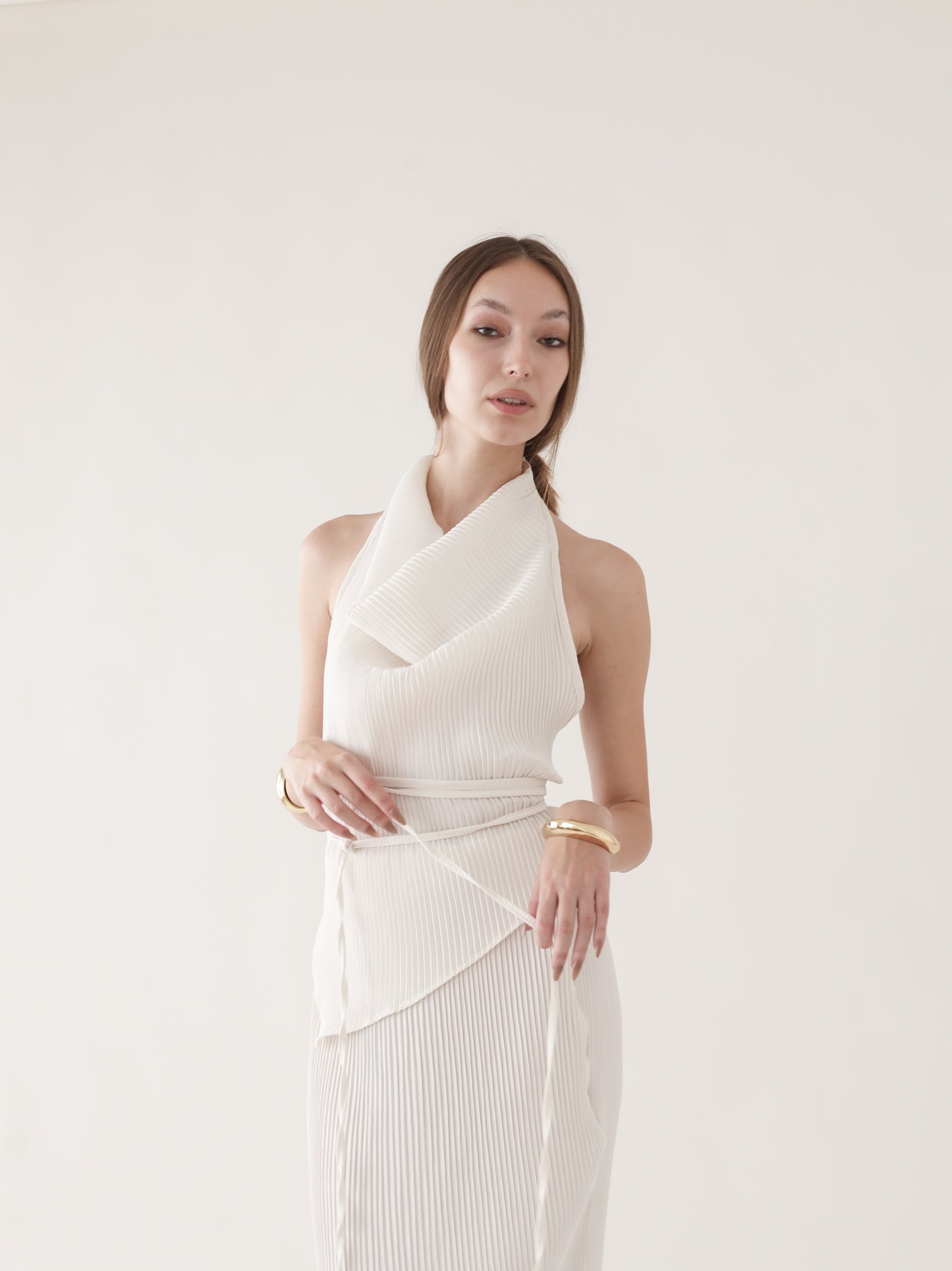 POPPY PLEATED TOP (ECRU)