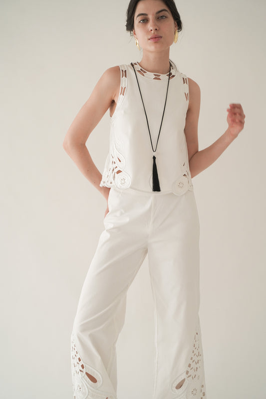 HALO EMBROIDERED DENIM TOP