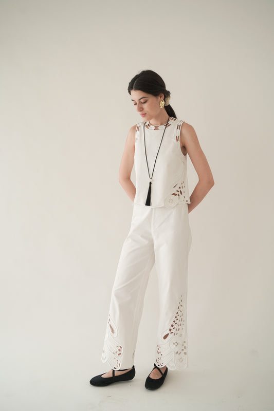 HALO EMBROIDERED DENIM PANTS