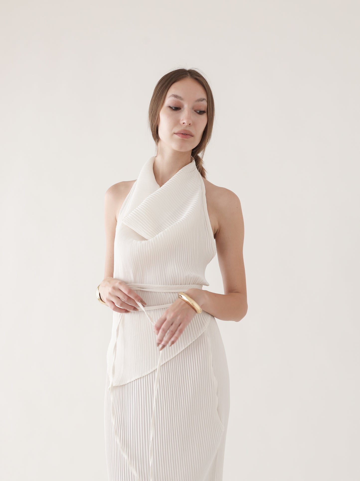 POPPY PLEATED TOP (ECRU)