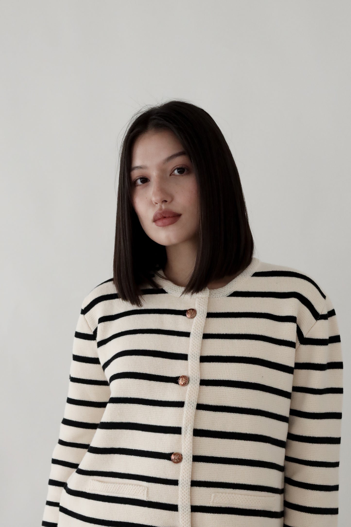 STRIPED KNITTED CARDIGAN
