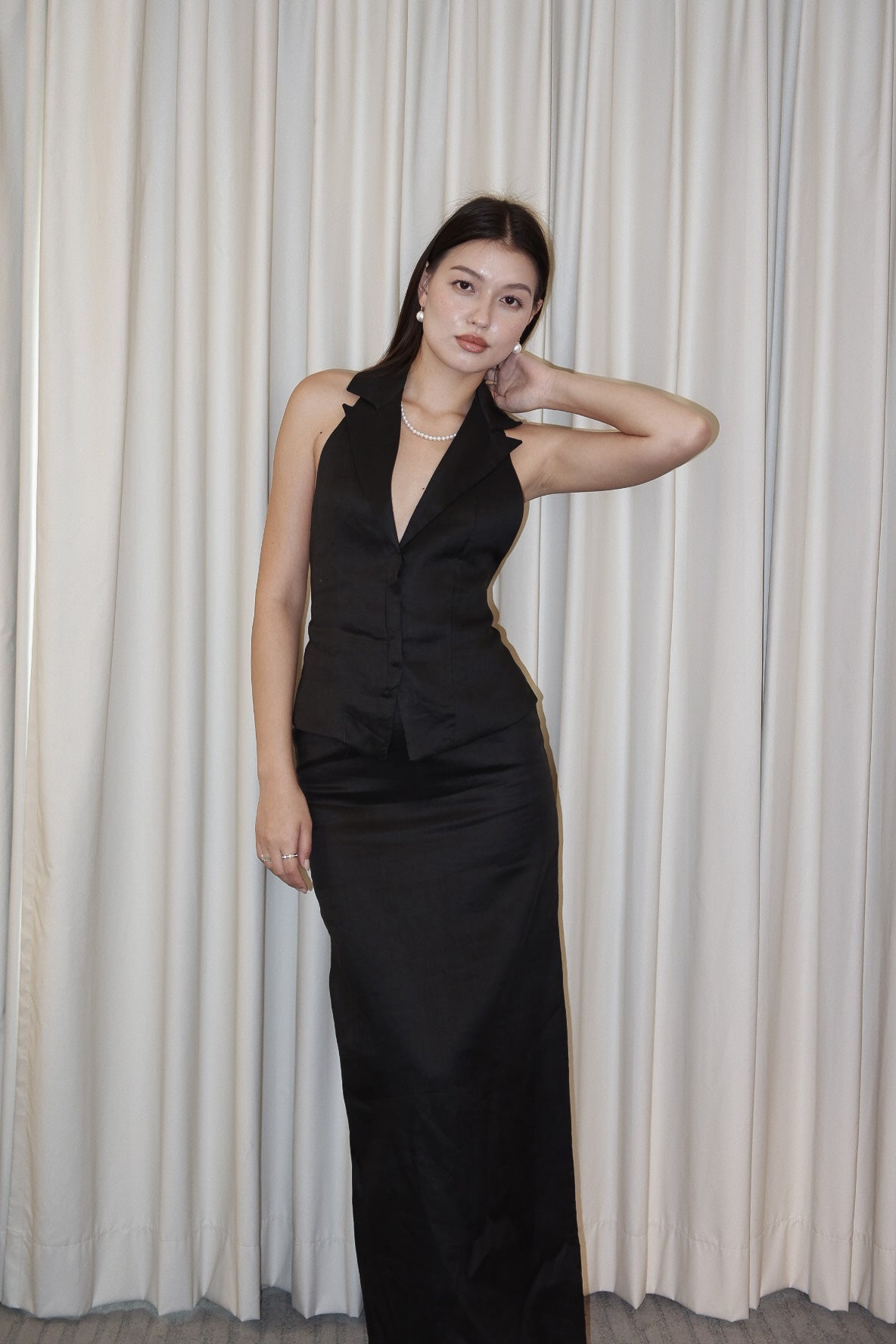 ZOE LINEN TOP (Black) Preorder