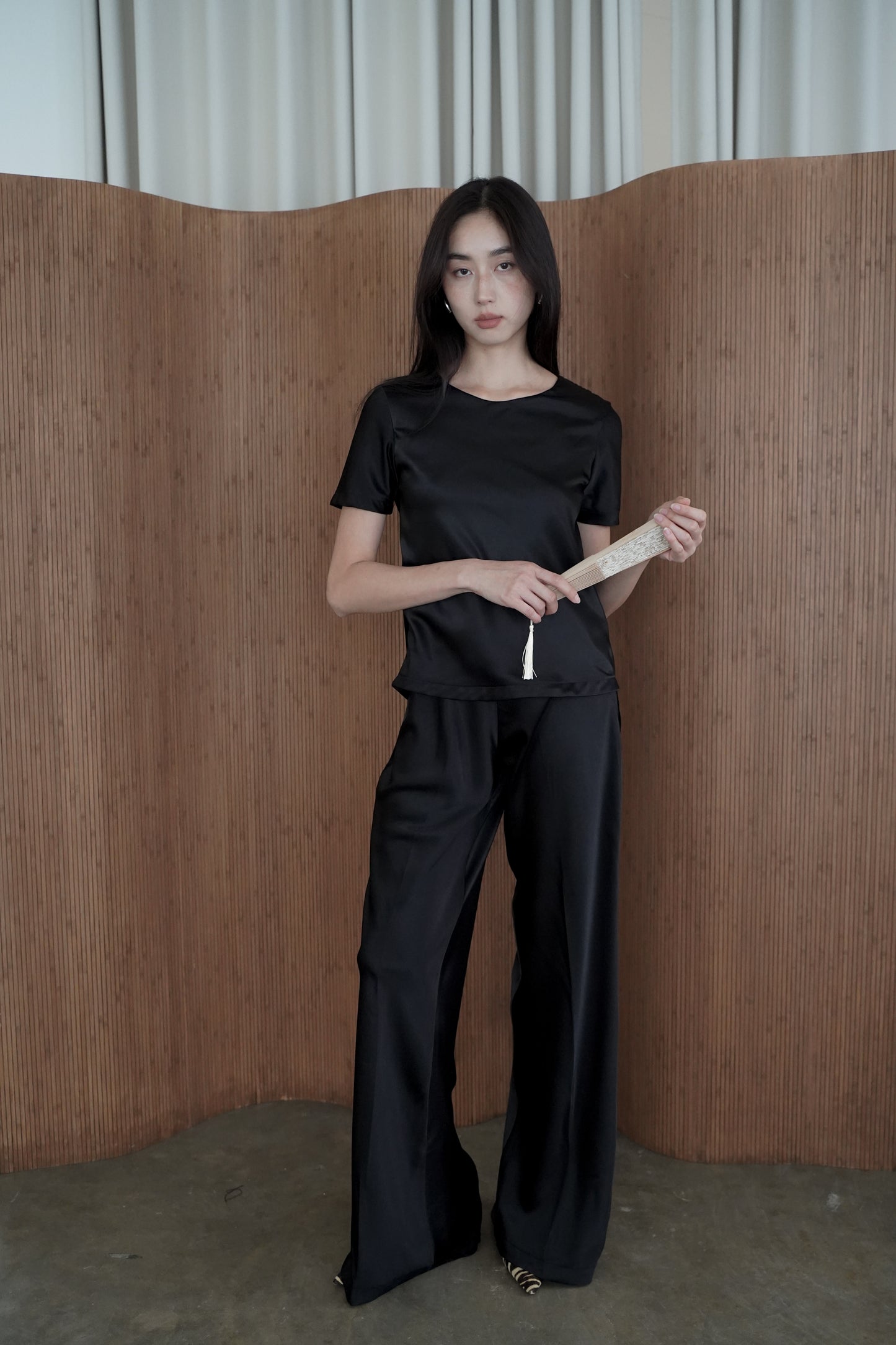 Noemie Satin Top (Black)
