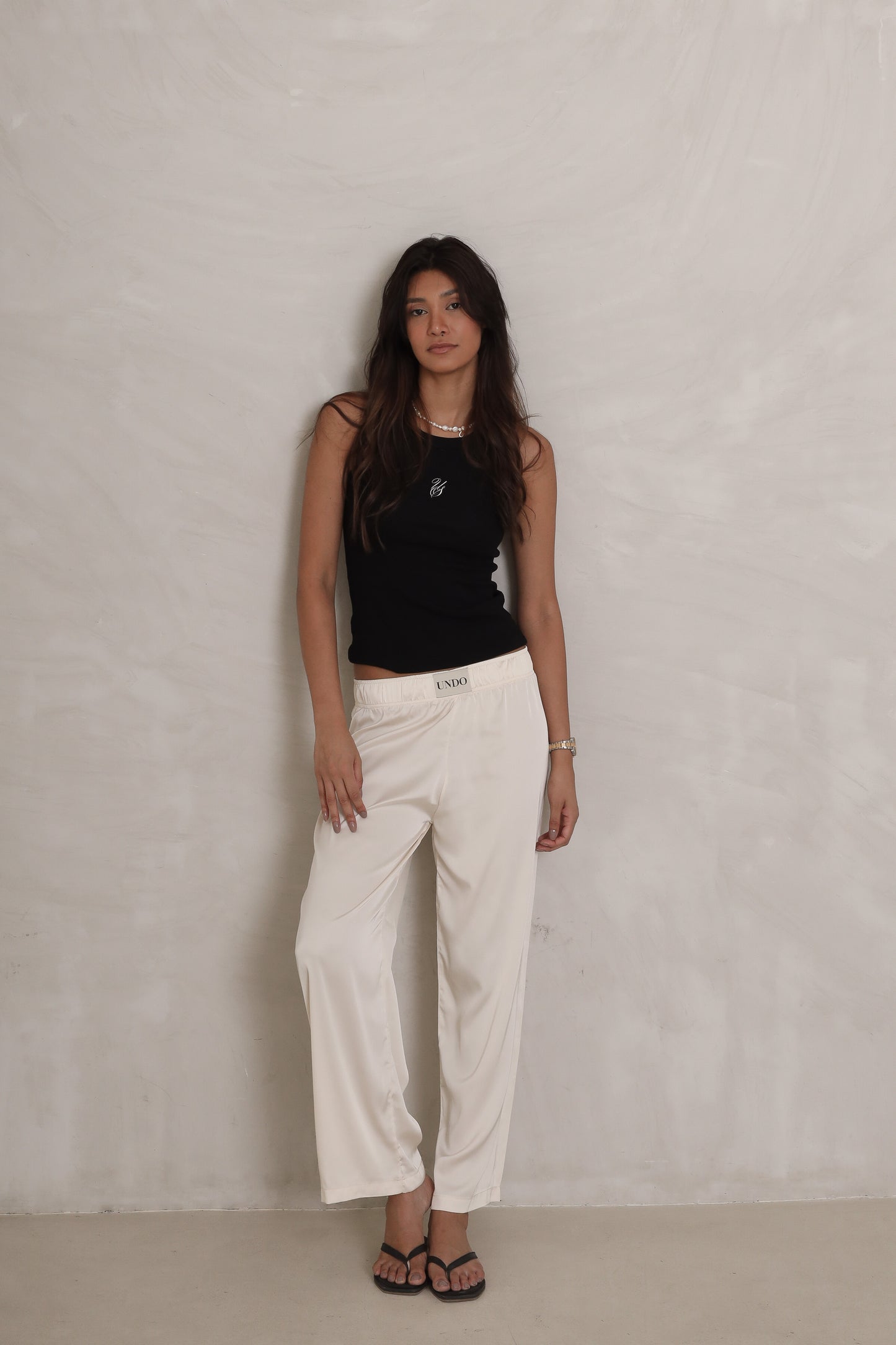 SATIN PANTS- ECRU