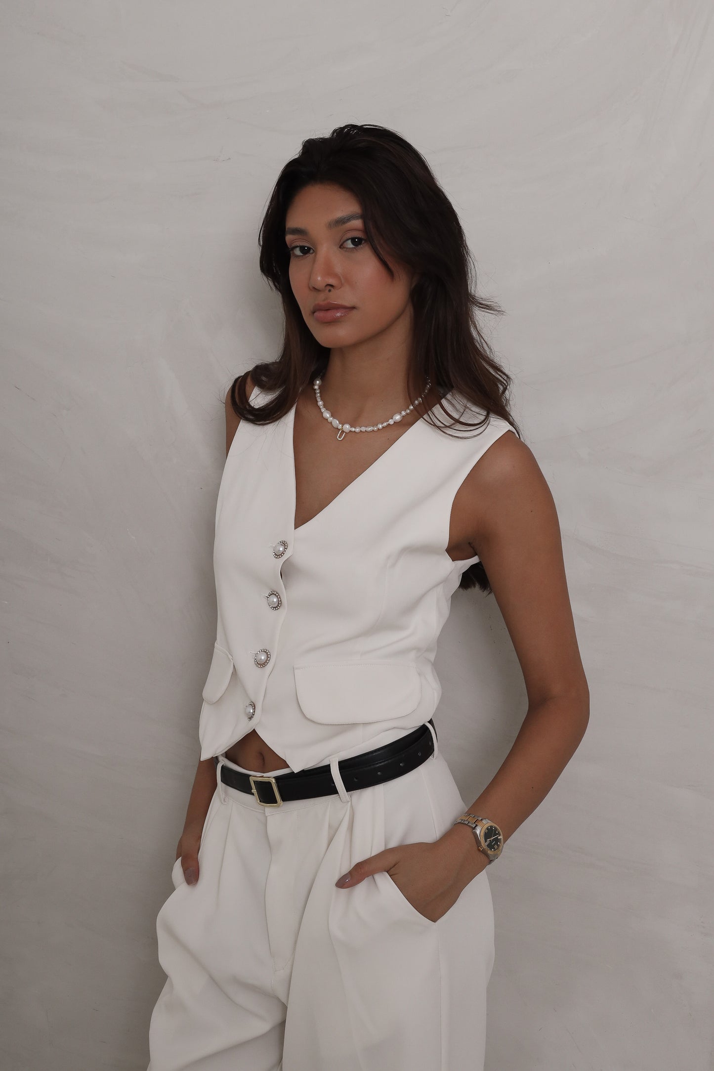 EMBELLISHED WAISTCOAT (CREAM)