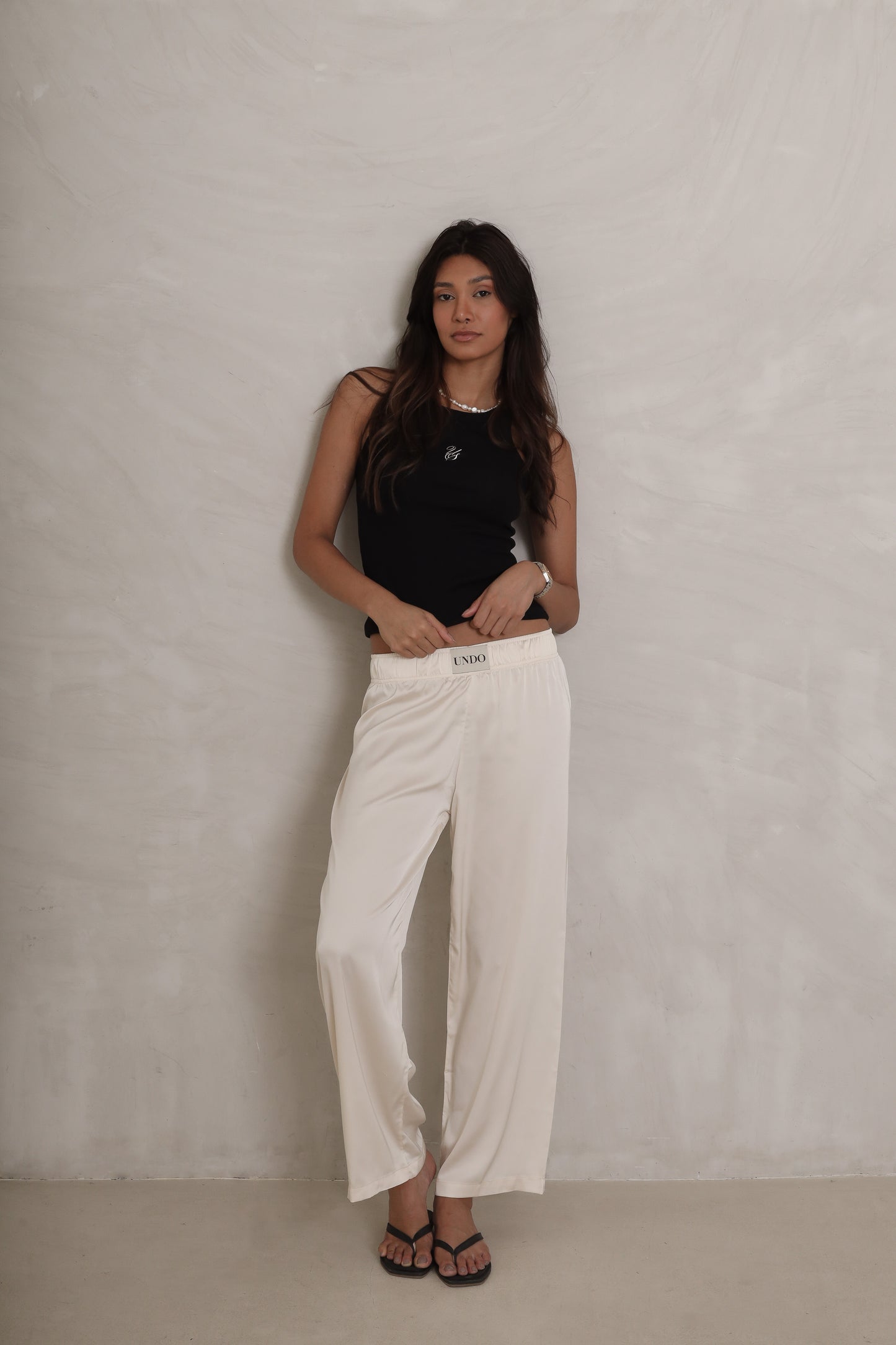 SATIN PANTS- ECRU
