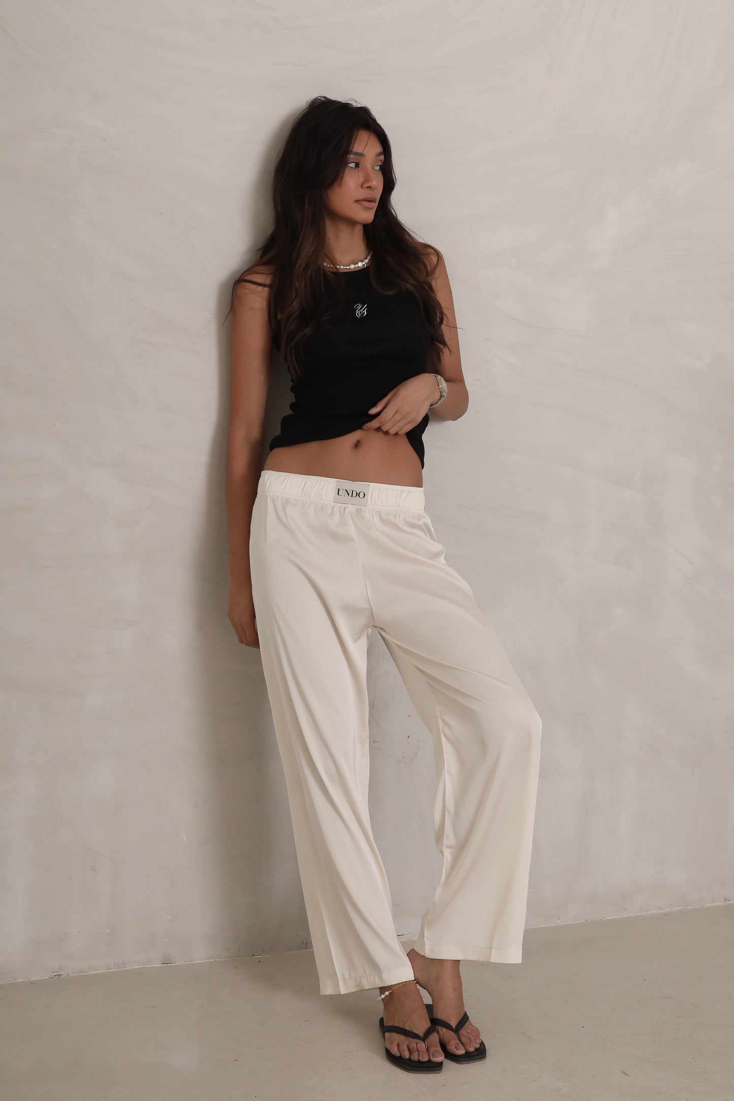 SATIN PANTS- ECRU