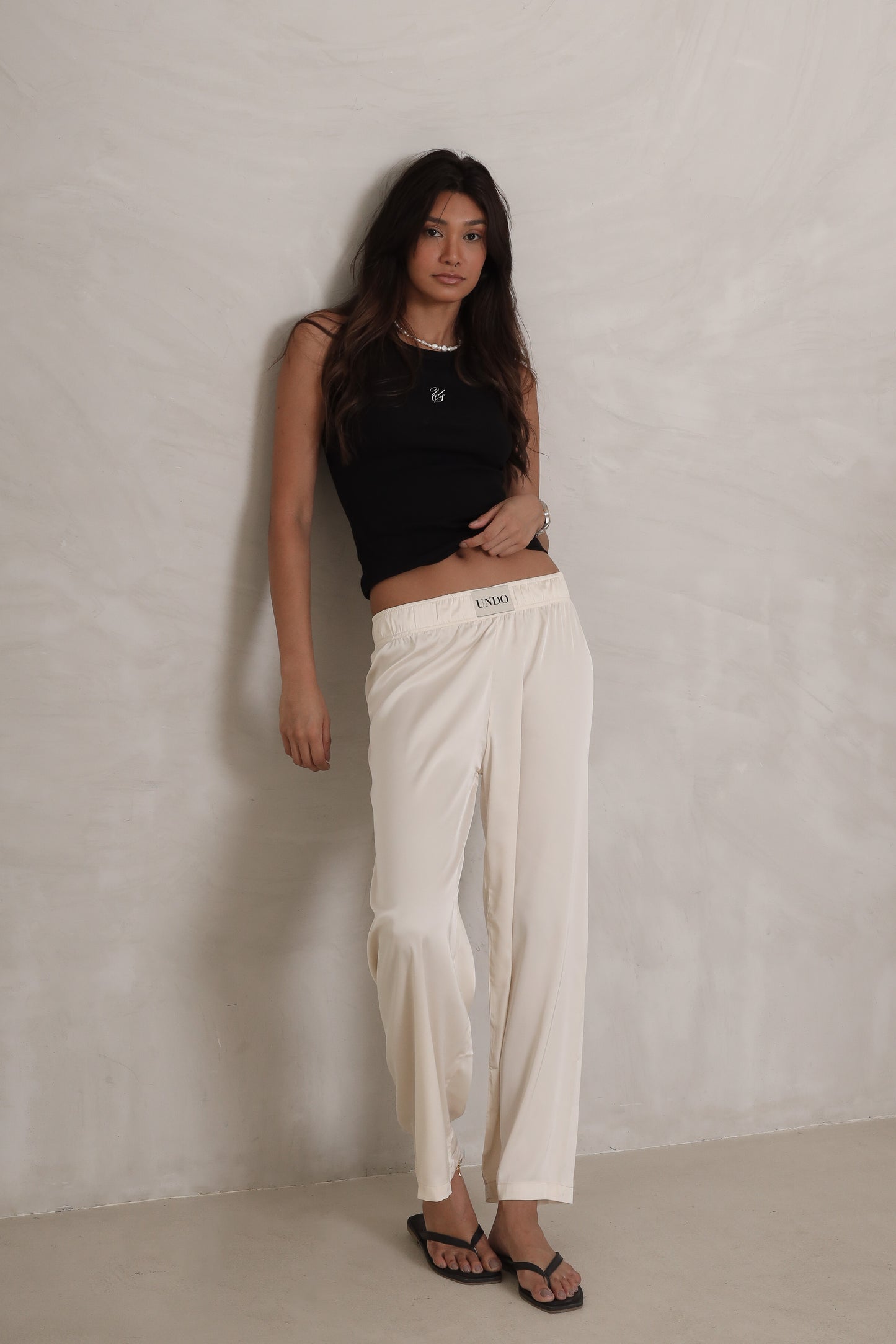 SATIN PANTS- ECRU
