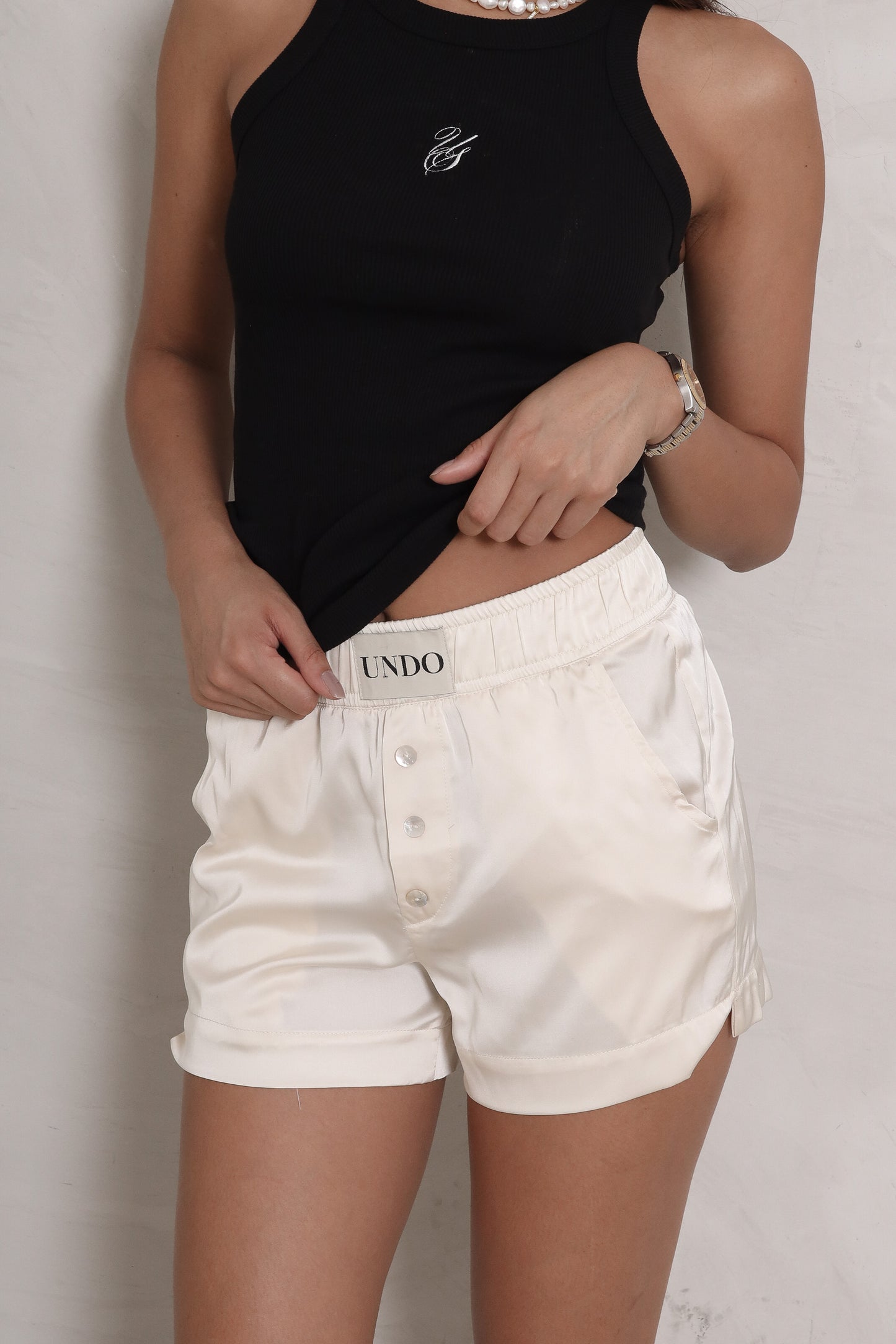 SATIN SHORTS - ECRU