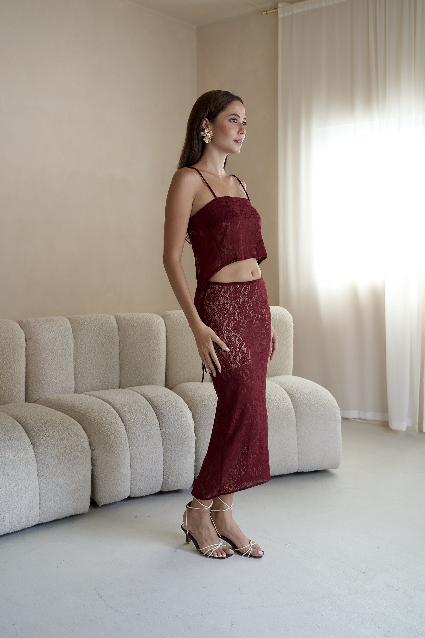 AURORA LACE SKIRT (WINE)