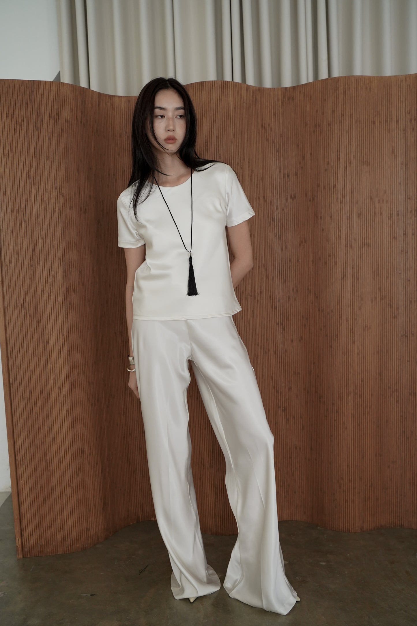 Noemie Satin Top (Cream)