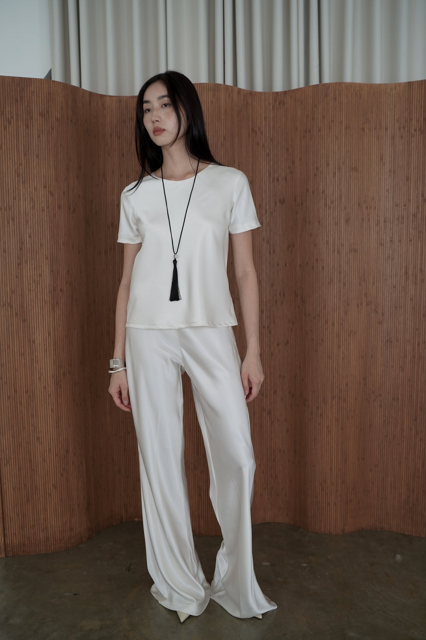 Noemie Satin Top (Cream)