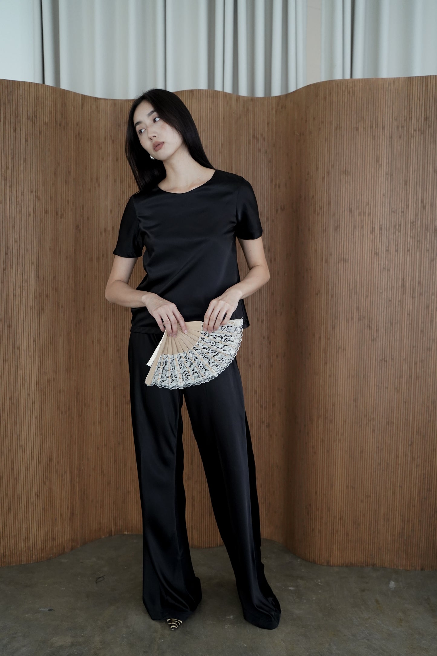 Noemie Satin Top (Black)