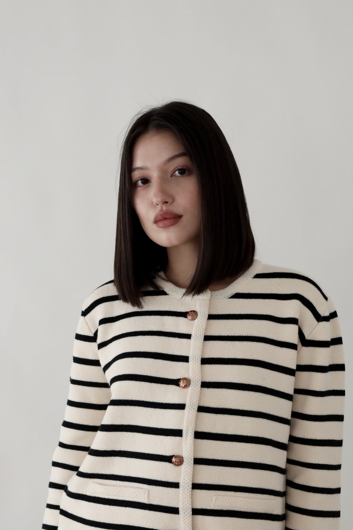 STRIPED KNITTED OVER SHIRT