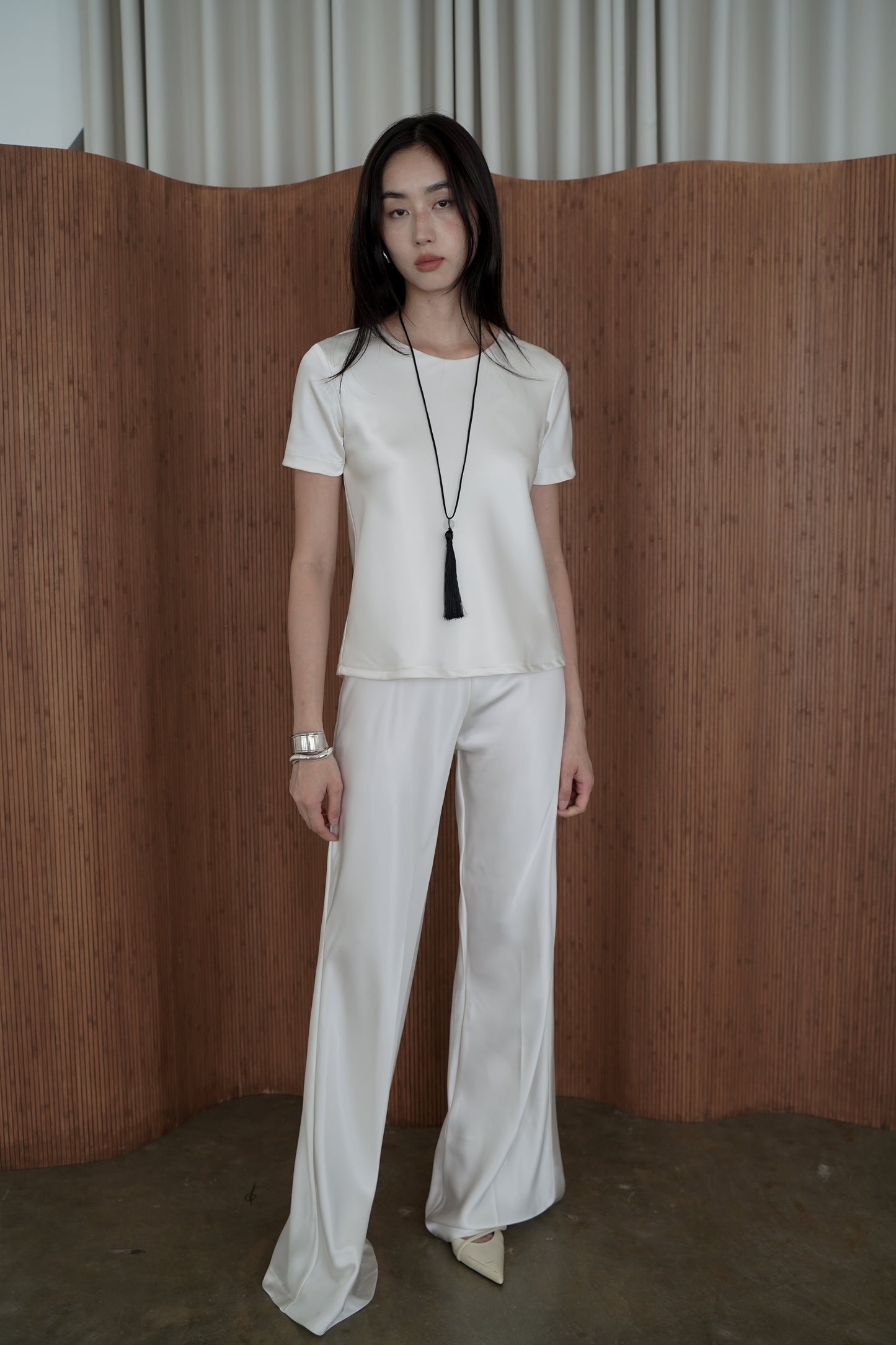 Noemie Satin Top (Cream)