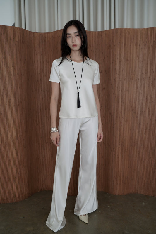 Noemie Satin Top (Cream)