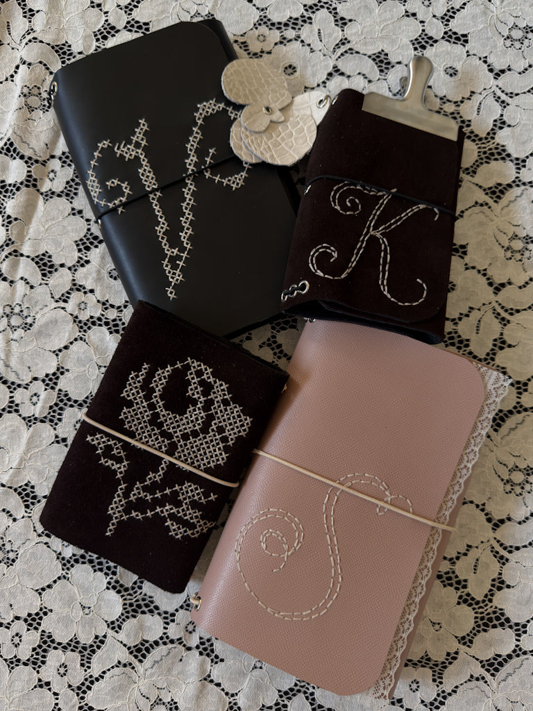 Cross-Stitched Trifold Leather Folio