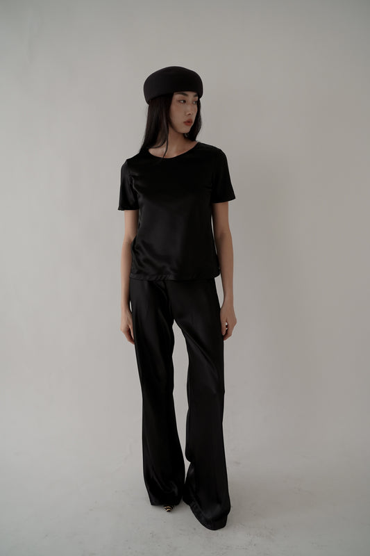 Noemie Satin Top (Black)