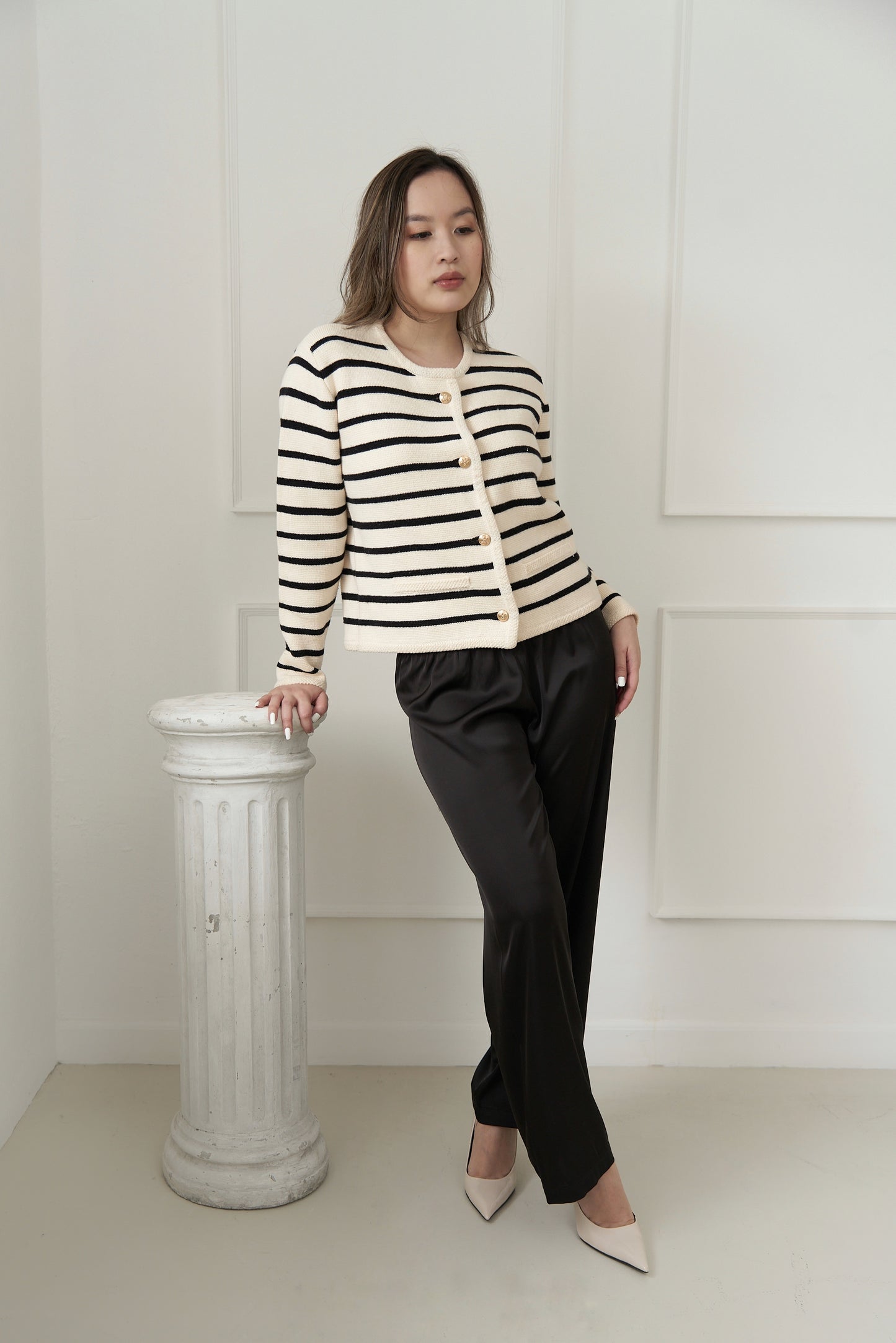 STRIPED KNITTED OVER SHIRT